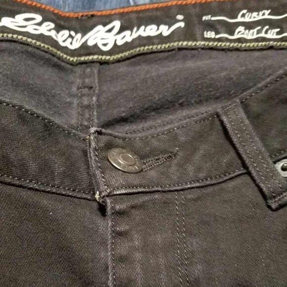 Eddie Bauer Curvy Boot cut Black Jeans Size T8 - Picture 11 of 11
